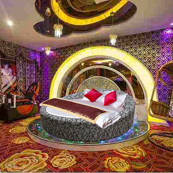 闪电发货 圆床双人床现代多功能电动床情侣主题酒店简约床双人1.