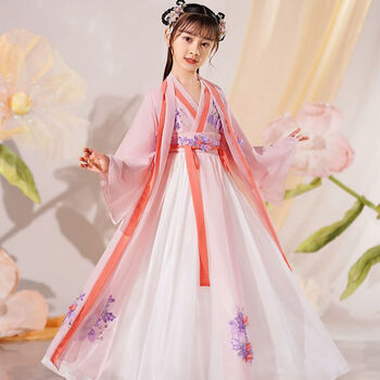 尚秋丹儿童汉服女春秋古装中国风超仙女童10岁中大童公主连衣裙小孩