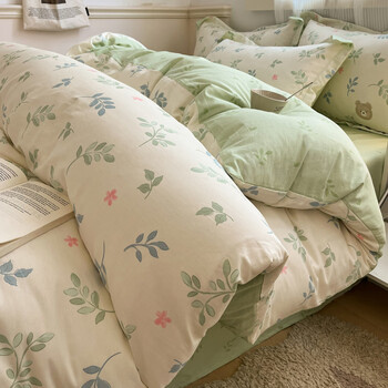 AIDLI 纯棉床上四件套40支纯棉 被套床单被罩床上用品双人全棉套件 叶中熊 四件套 床单款 （被套200*230cm）