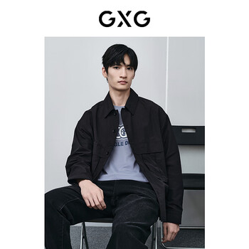 GXG男装 商场同款黑色通勤翻领夹克 2024年春季新品GFX1210020 黑色 L