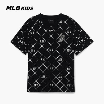 MLB儿童男女老花运动舒适短袖 纽约洋基队/黑色 XS /童装120