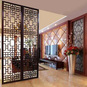 东阳木雕中式电视背景墙实木镂空花格仿古门窗屏风玄关隔断定制