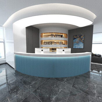 吧台桌收银台弧形前台简约健身房ktv吧台桌会所足疗店咨询台咖啡店