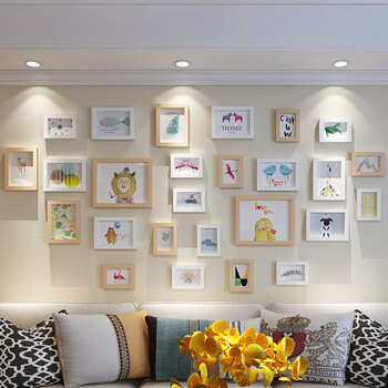 照片墙相框墙一面墙简约现代创意个性背景装饰相框挂墙组合相片墙 白