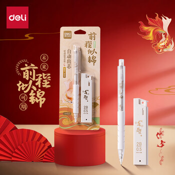 得力(deli)前程似锦0.5mm/2B自动铅笔套装未来可期活动铅 学生文具考试绘图 办公标记签字 SH162 白色