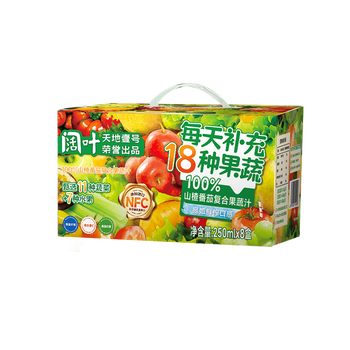 天地壹号阔叶100%山楂番茄复合果蔬汁250ml*8 只有18种果汁和水的健康饮品