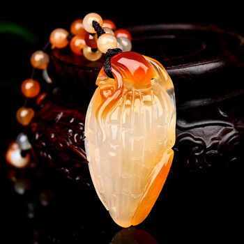 缘诗芸玛瑙玉髓苦瓜毛衣链吊坠苦尽甘来项链玉坠民族风饰品男女款玉