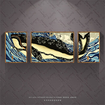 日式 风格挂画浮世绘壁画料理店居酒屋壁画挂画日式大鱼装饰画 军绿色