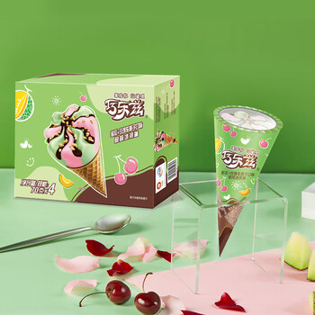 伊利巧乐兹哈密瓜玫瑰车厘子味脆筒冰淇淋70克/支*4支