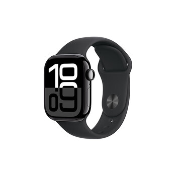 苹果 Apple Watch Series 10 智能手表 GPS款 42mm 亮黑色 黑色橡胶表带 S/M