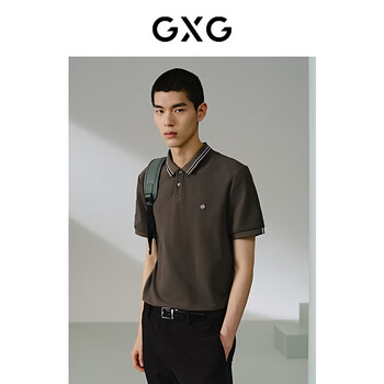 GXG男装 商场同款 含桑蚕丝polo衫男士 24年夏季新品G24X242022 军绿 L