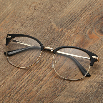 新款全框可配近视眼镜架 男女通用 平光眼镜装饰护目镜 YY882 亮黑金框