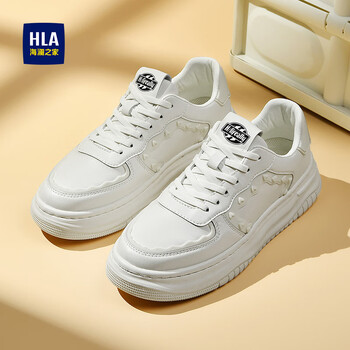 HLA 海澜之家 男鞋百搭休闲透气板鞋舒适小白鞋男 白色