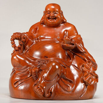 浣彩花梨实木雕刻弥勒佛摆件风水大肚笑佛家居供奉红木装饰工艺品精雕