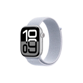苹果 Apple Watch Series 10 GPS款 智能手表 46mm 银色铝金属表壳 青云色回环式运动表带