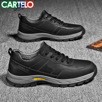 有券的上：CARTELO 卡帝乐鳄鱼 休闲皮鞋  黑色
