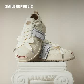 smilerepublic【白鹿同款】白色开口笑增高厚底小白鞋春季休闲鞋百搭女鞋帆布鞋 白色 35
