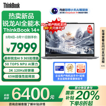 ThinkPad ThinkBook 14+ 2025 锐龙AI元启版(AI 9 365 32GB 1TB)