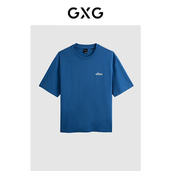 GXG 男装 重磅休闲短袖T恤 GEX14414413 蓝色
