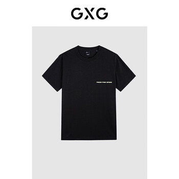 GXG男装 水柔棉舒适短袖T恤 2023年秋季新款GEX14413153 黑色 S