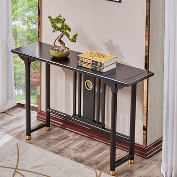 朴晨 新中式实木玄关桌靠墙门厅景台长条案几现代简约入户玄关柜供桌