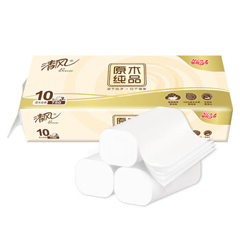 清风【李昀锐同款】无芯卷纸 原木纯品4层加厚75克*10卷 卫生纸