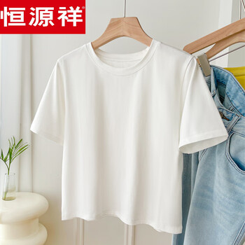 宽松正肩短袖薄款tshirt上衣夏简单纯色纯棉短款圆领t恤女白色s建议