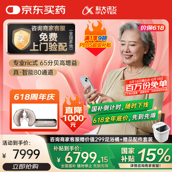 国家补贴：科大讯飞 iFLYTEK HC-07 耳背式助听器 皓月版双耳 父亲节礼物