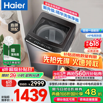 海尔 Haier 云溪系列 XQS100-BE6288 直驱变频双动力波轮洗衣机 10kg