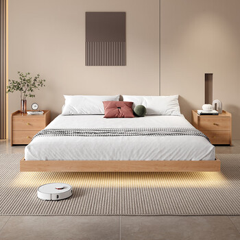 无床头主卧床 北欧实木床日式极简床现代简约床架无床头床民宿矮床