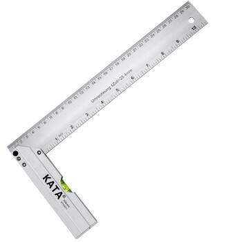 锴达kata 铝合金钢角尺直角尺90度带水平仪双面刻度 拐尺l型尺木工尺