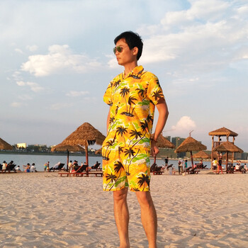 海南岛服衬衫衬衣花休闲沙滩夏威夷衣服服夏装三亚旅游海南衫男女短袖