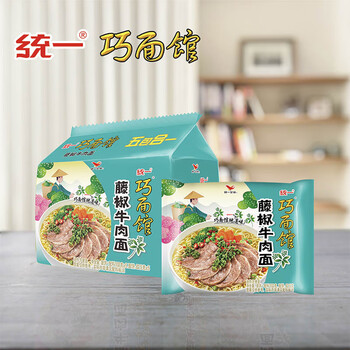 统一巧面馆 藤椒牛肉面 102g*5包 五连包 方便面泡面速食面