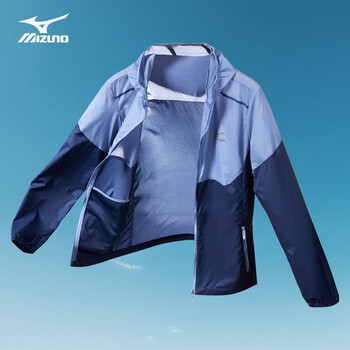 美津浓(MIZUNO)防晒衣男户外皮肤衣夹克开衫外套 深蓝/湖蓝 4XL