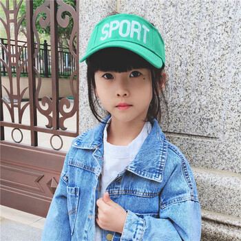 儿童空顶帽潮男童女童夏天太阳帽2-5-7岁小孩刺绣遮阳鸭舌帽潮 军绿
