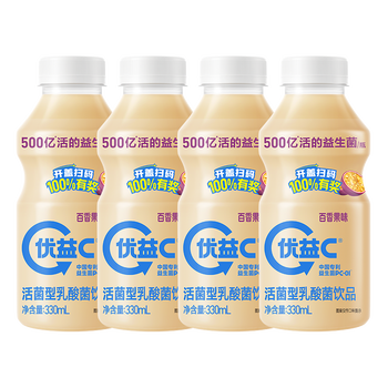 蒙牛 优益C活菌型乳酸菌饮品百香果味330mL*4瓶