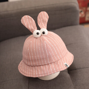 女宝宝帽子春秋薄款婴儿渔夫帽小孩男2可爱萌1岁0韩版潮儿童帽3 粉色