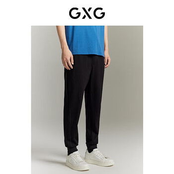 GXG男装 休闲长裤直筒裤宽松休闲裤合集 黑色束脚休闲裤GEX10212393 M