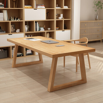 xia)客厅实木大书桌家用办公电脑桌书房书法桌一家阅读写字桌长工作台