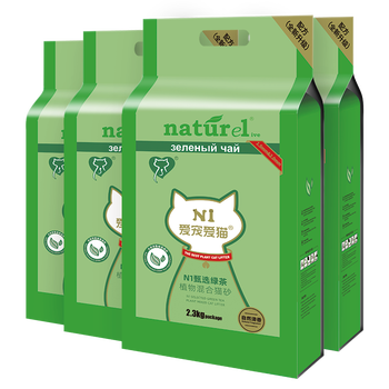 N1 爱宠爱猫n1甄绿茶原味双拼豆腐猫砂植物混合猫砂可冲厕所新老产品随机发货 【性价比豆腐砂4包】共18.4斤