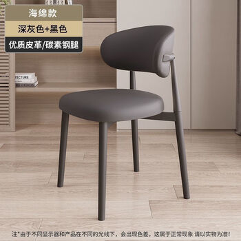 金格羽北欧网红轻奢家用现代靠背休闲餐厅意式极简其他日杂小件 深灰+黑色碳钢腿 2把