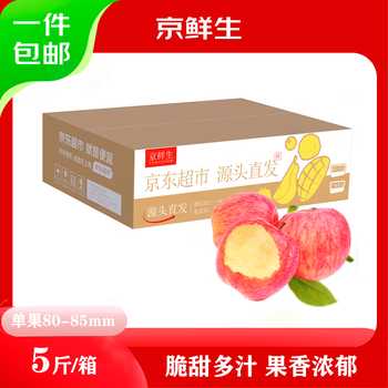 京鲜生金良宝 烟台红富士 苹果 净重5斤单果200g+ 新鲜水果 源头直发
