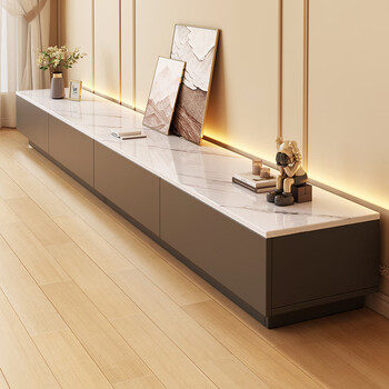 米客米家电视柜落地2025客厅家用小户型靠墙储物柜一体新款茶几电视柜组合 【推荐款1.8米】灰色+白大理石纹 组装（自行组装）