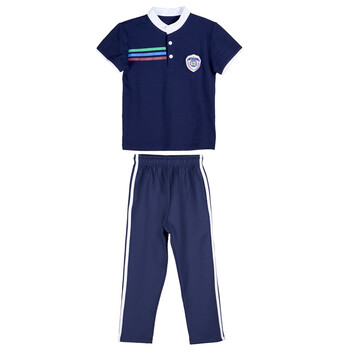 校服套装小学生班服夏白色短袖运动两件套装夏天幼儿园园服 藏青色