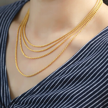 秋桑18k金项链男女款十八k黄金时尚麻花链au750素链麻绳链柳绳链粗款