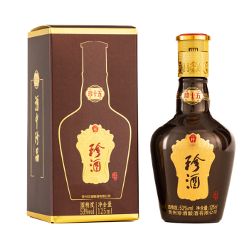 珍酒 珍十五小酒 53度 酱香型白酒 125ml*1单瓶装 带盒装