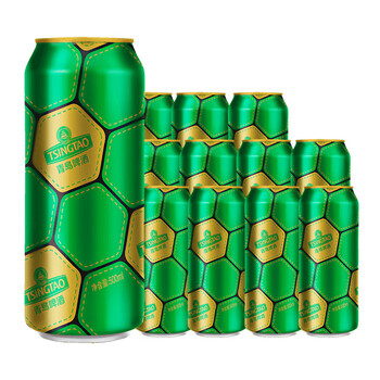 青岛啤酒 TSINGTAO 神车‼️新包装足球罐经典10度啤酒500mL*12罐 赠千禧临门500mL*6罐
