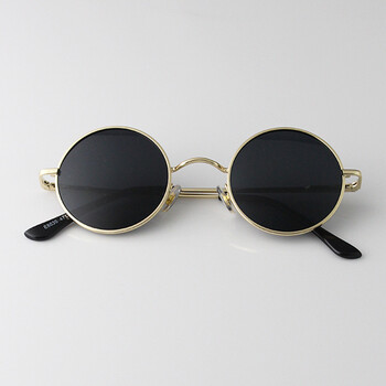 上海滩国潮复古小圆眼镜表演墨镜黑色偏光太子镜特务配近视有度数 金