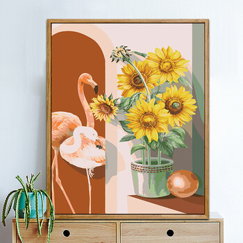 数字油画diy油彩画小清新填色画向日葵手绘减压客厅装饰画紫色向日葵