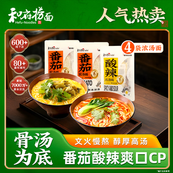 和府捞面浓汤鲜煮面4袋 光汤速食面方便拉面番茄酸辣面条cp 番茄汤*2+酸辣汤*2【无肉包】